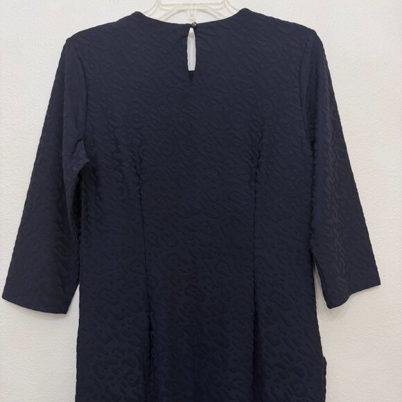 J.McLaughlin Catalyst Navy Dress in Textured Posh Cheetah Jacquard Size Medium - Picture 5 of 14